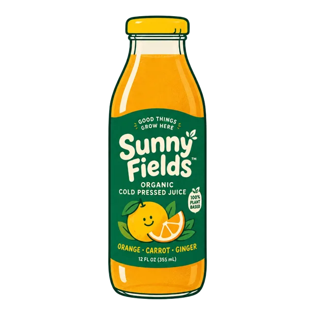 Illustrated juice bottle