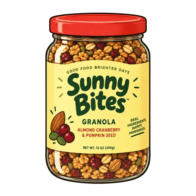 Illustrated granola jar